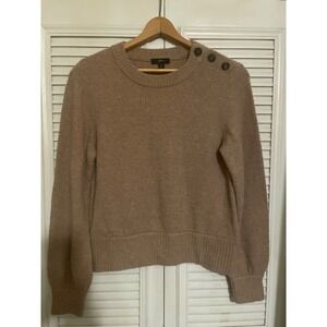 J Crew M Wool Alpaca Blend Shoulder Buttons Camel Tan